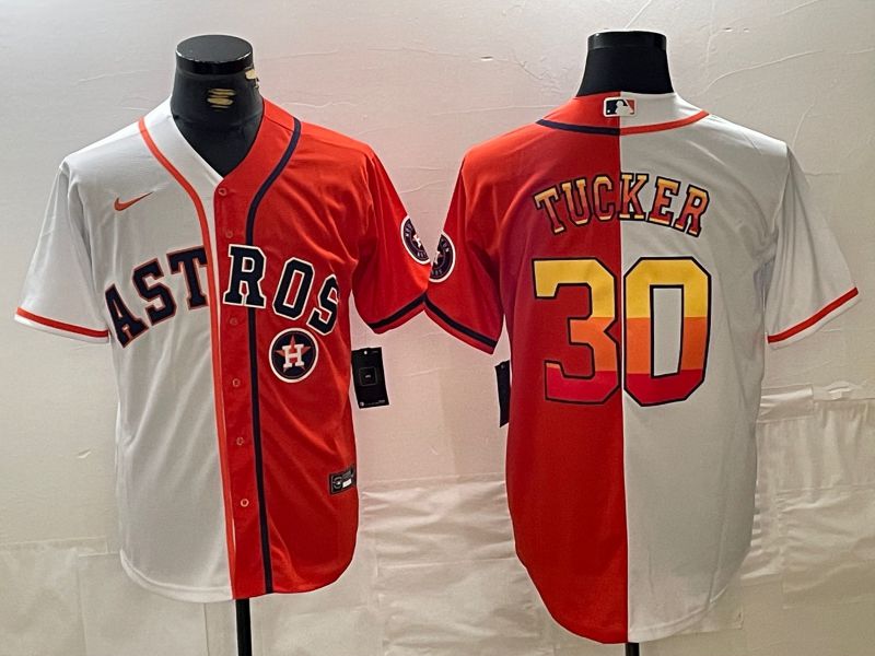 Men Houston Astros 30 Tucker White orange Nike 2024 MLB Jersey style 3